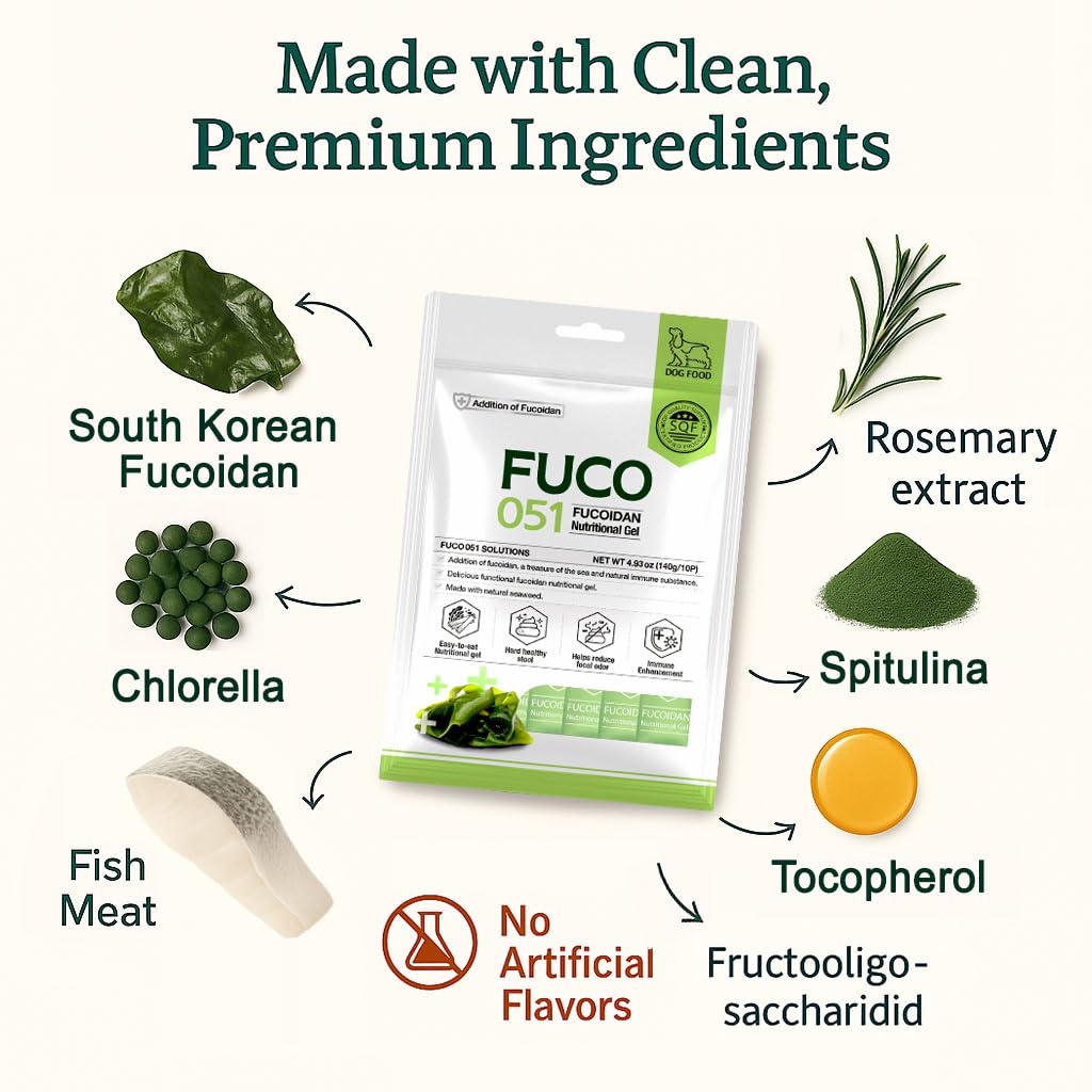 Fabrechew Fucoidan Dog Treats – Seaweed-Based Functional Chews for Immune, Digestive & Stool Support, Hypoallergenic, No Meat (Soft Gel)
