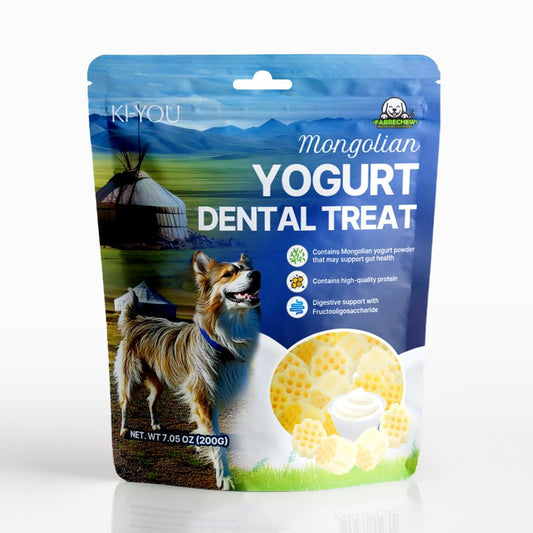 Fabrechew KIYOU Mongolian Yogurt for Dogs – Probiotic & Prebiotic Rich for Gut Health, Soft Honeycomb Shape for Gentle Dental Care, for Sensitive Gums