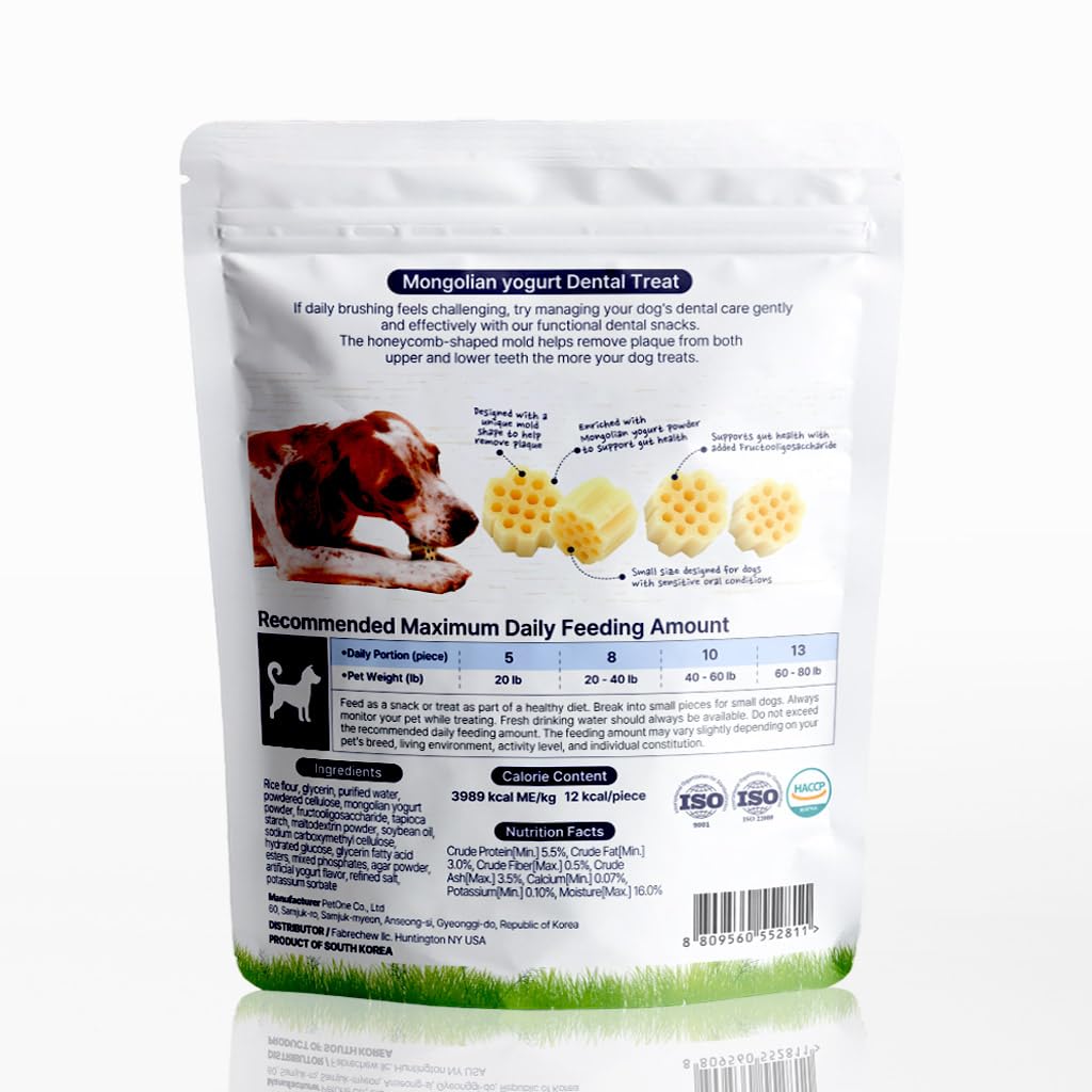 KIYOU Mongolian Yogurt for Dogs – Probiotic & Prebiotic Rich for Gut Health, Soft Honeycomb Shape for Gentle Dental Care, and Sensitive Gums (Treat - Small Type)
