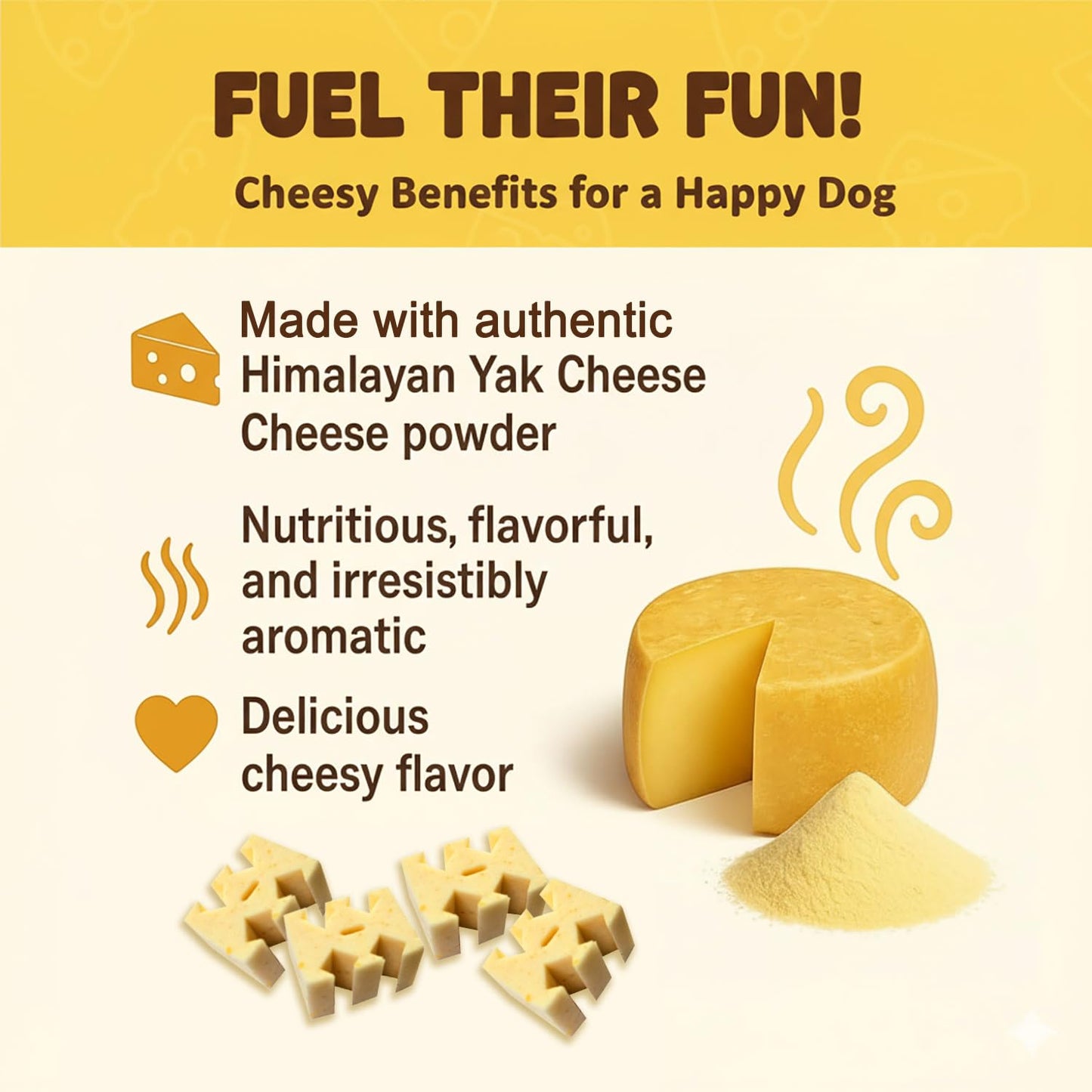 Fabrechew KI-You Himalayan Yak Cheese – Soft, Prebiotic & Nutritious Dog Dental Treat with Unique Cleaning Shape, Gentle on Teeth, Supports Gut & Oral Health, Less-Mess Formula (Treat - Small Type)