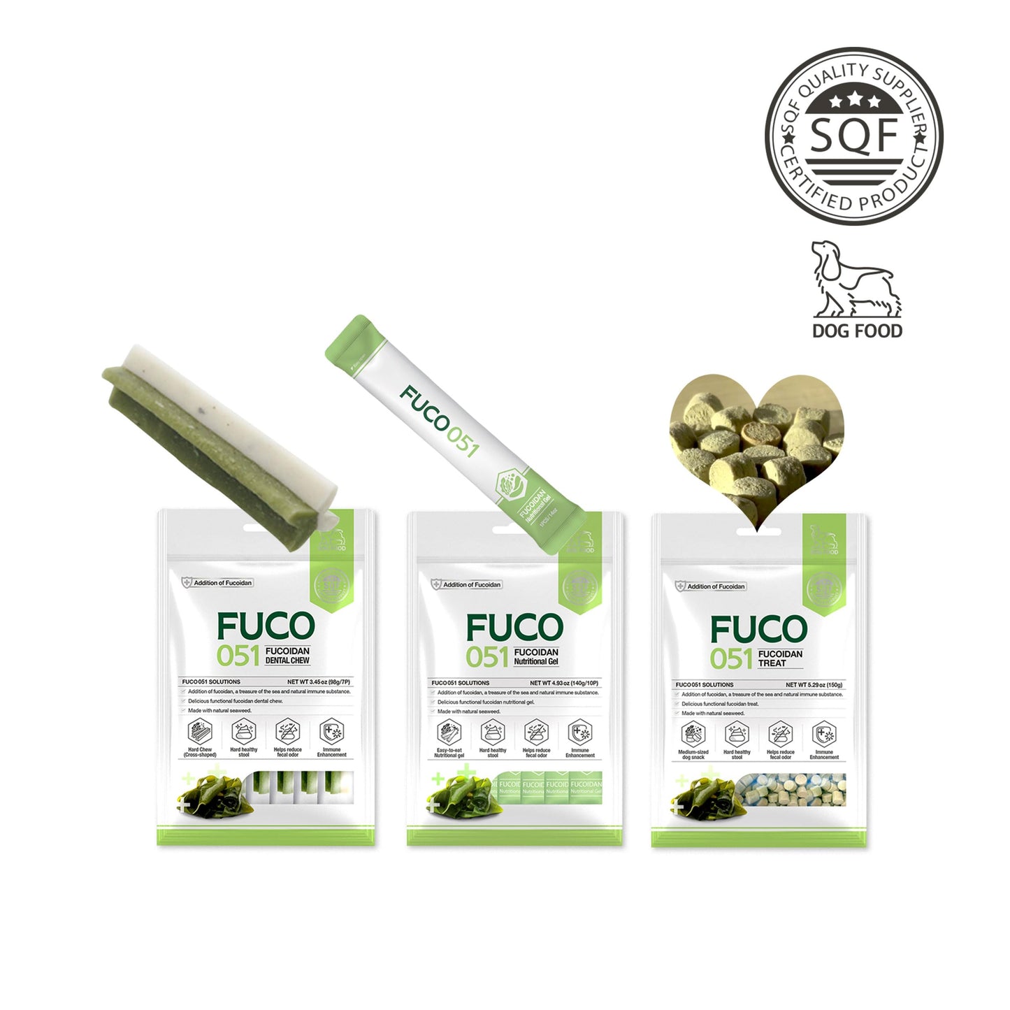 Fuco 051 Fucoidan Gel Treat for Dogs – Digestive, Immune & Stool Odor Support with Spirulina, Prebiotics & Seaweed Superfoods, Sugar-Free (10 Pack)