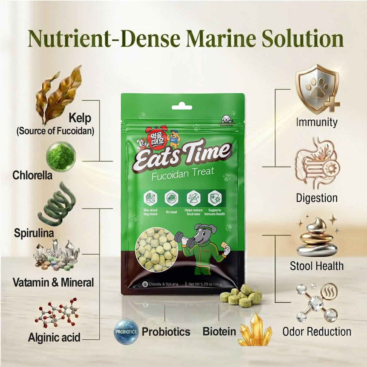 Fabrechew Fucoidan Dog Treats – Seaweed-Based Functional Chews for Immune, Digestive & Stool Support, Hypoallergenic, No Meat (Soft Gel)