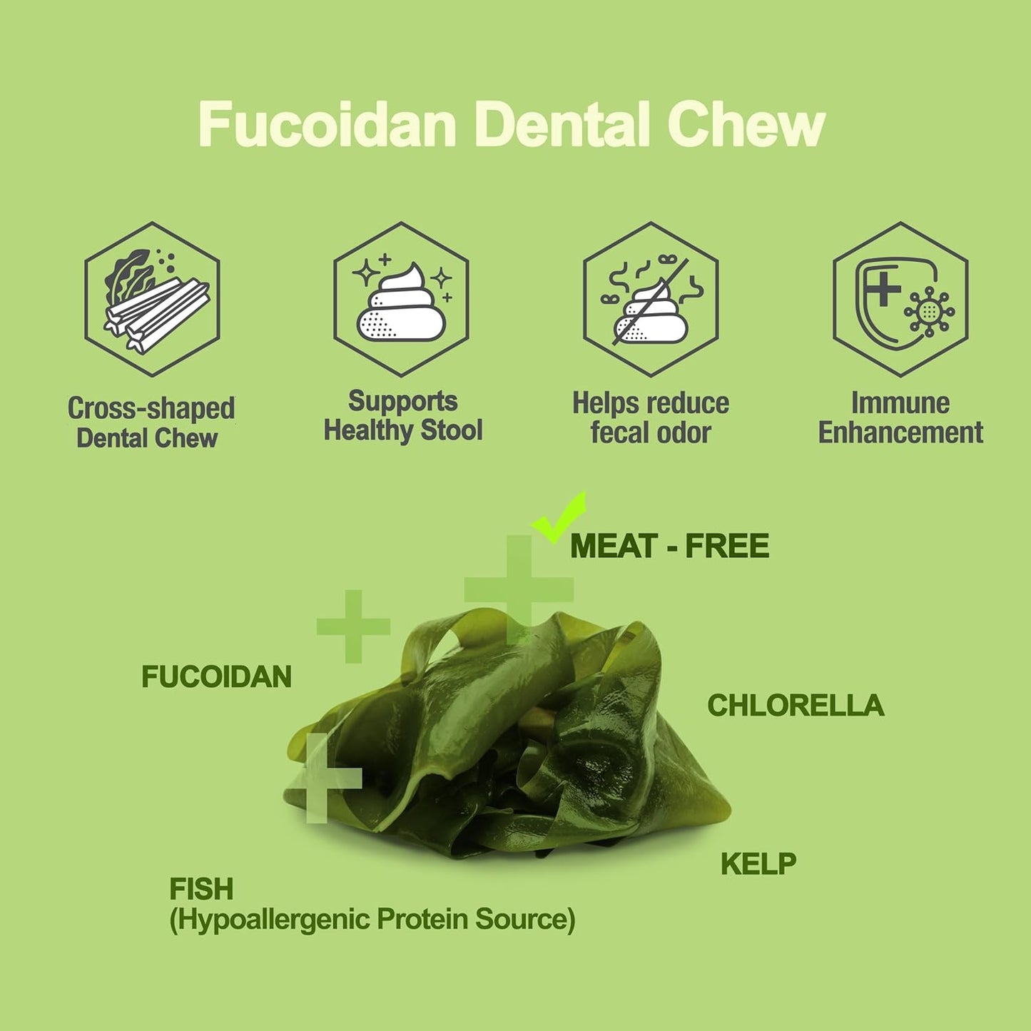 Fabrechew Fucoidan Dog Treats – Seaweed-Based Functional Chews for Immune, Digestive & Stool Support, Hypoallergenic, No Meat (Soft Gel)