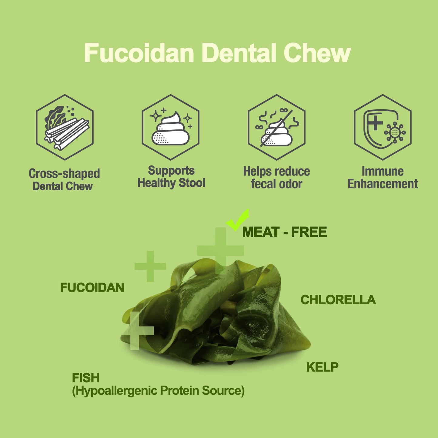Fabrechew Fucoidan Functional Supplement Chew for Dogs - Immune System & Digestive Health Booster with Seaweed Superfoods 10 pcs