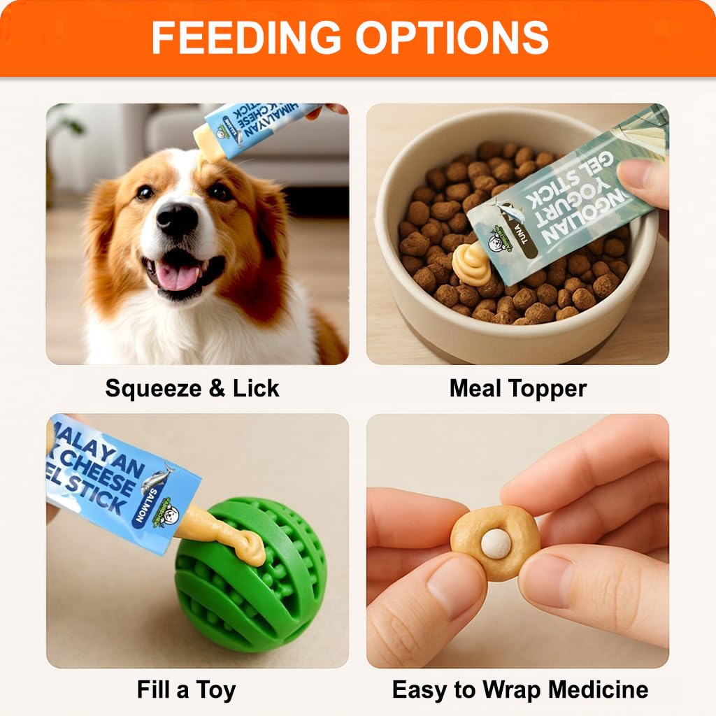 Fabrechew KI-You 2 in 1 Gel Stick Treats for Dogs & Cats : Mongolian Yogurt & Himalayan Yak Cheese, Clean Formula Variety Pack (Meal Topper & Pill Hider) 20 Pack