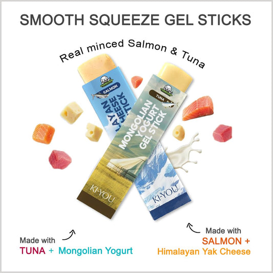 Fabrechew KI-You 2 in 1 Gel Stick Treats for Dogs & Cats : Mongolian Yogurt & Himalayan Yak Cheese, Clean Formula Variety Pack (Meal Topper & Pill Hider) 20 Pack