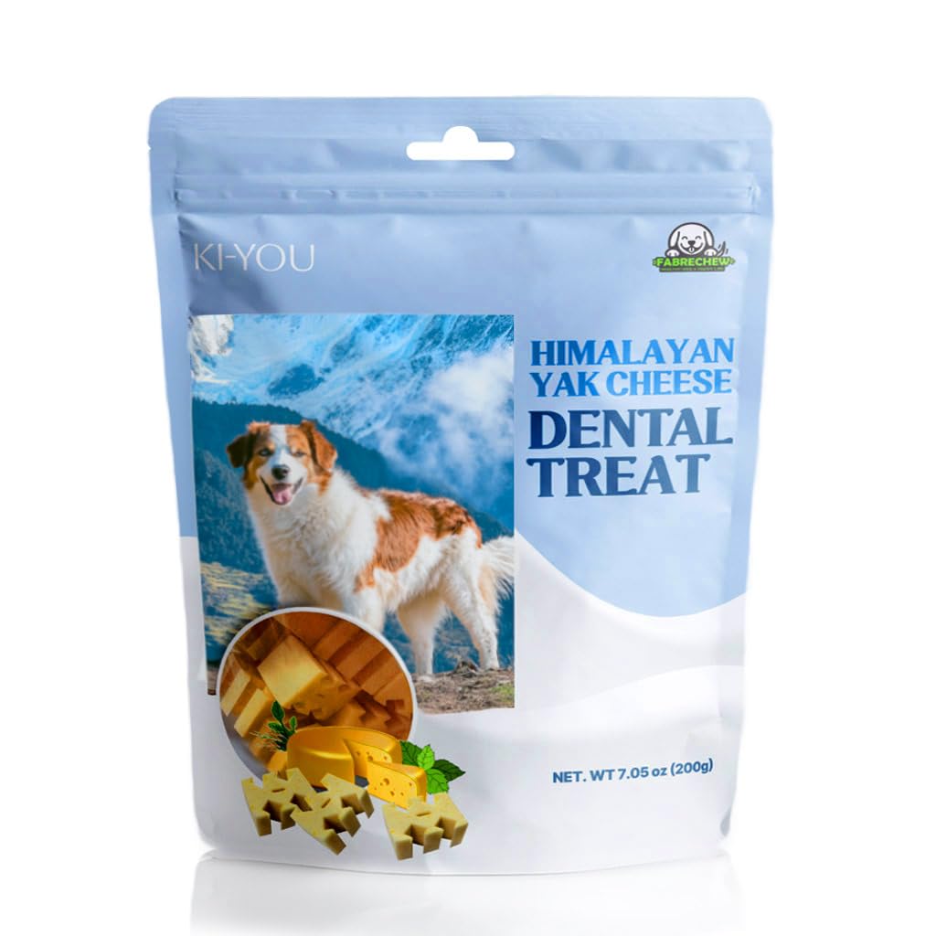 Fabrechew KIYOU Himalayan Yak Cheese for Dog – Soft & Nutrient-Rich Dental Treat with Unique Cleaning Shape, Gentle on Teeth, Supports Gut & Oral Health, Less-Mess Formula