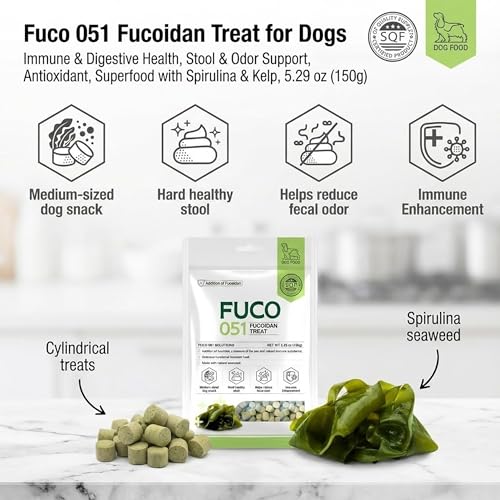 Fabrechew Fuco 051 Fucoidan Treat for Dogs – Immune & Digestive Health, Stool & Odor Support, Antioxidant, Superfood with Spirulina & Kelp, 5.29 oz (150g)