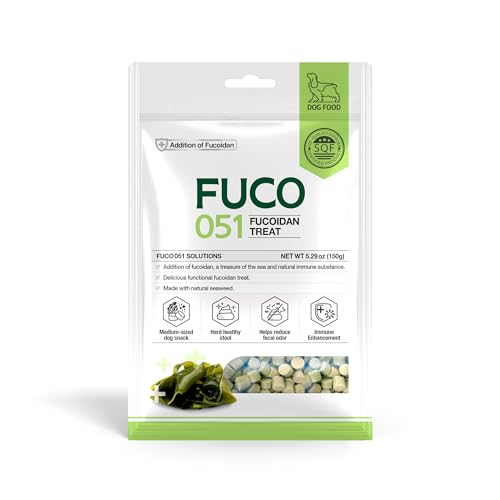 Fabrechew Fuco 051 Fucoidan Treat for Dogs – Immune & Digestive Health, Stool & Odor Support, Antioxidant, Superfood with Spirulina & Kelp, 5.29 oz (150g)