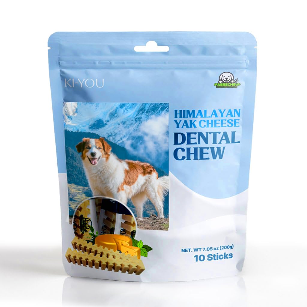 Fabrechew KIYOU Himalayan Yak Cheese for Dog – Soft & Nutrient-Rich Dental Treat with Unique Cleaning Shape, Gentle on Teeth, Supports Gut & Oral Health, Less-Mess Formula