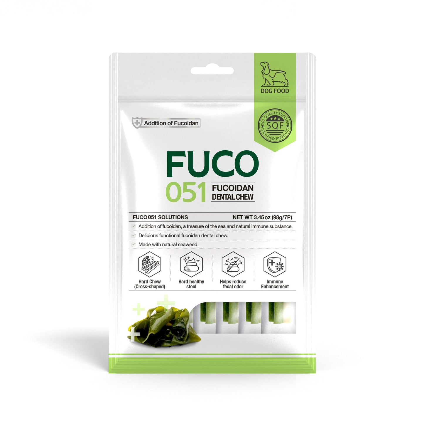 Fabrechew Fucoidan Functional Supplement Chew for Dogs - Immune System & Digestive Health Booster with Seaweed Superfoods Treats