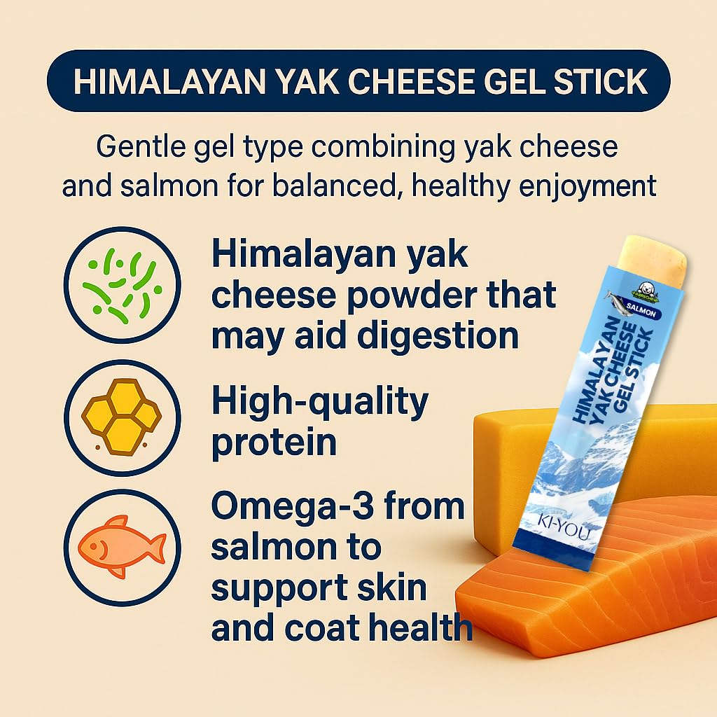 Fabrechew KI-You 2 in 1 Gel Stick Treats for Dogs & Cats : Mongolian Yogurt & Himalayan Yak Cheese, Clean Formula Variety Pack (Meal Topper & Pill Hider) 20 Pack